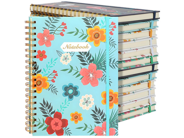 12 Pack B5 Spiral Notebook Journal for Women, College Ruled Composition Notebooks Hardcover Spiral Journal, Cute Blooming Floral, Office School...