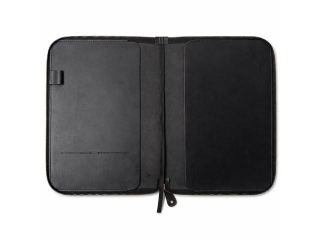 Leather Journal Cover, Zippered, 8.5 x 11 in., Black Full Grain Leather, Refillable, Fits Spiral & Cahier XXL Notebooks, Handmade, Zipper...