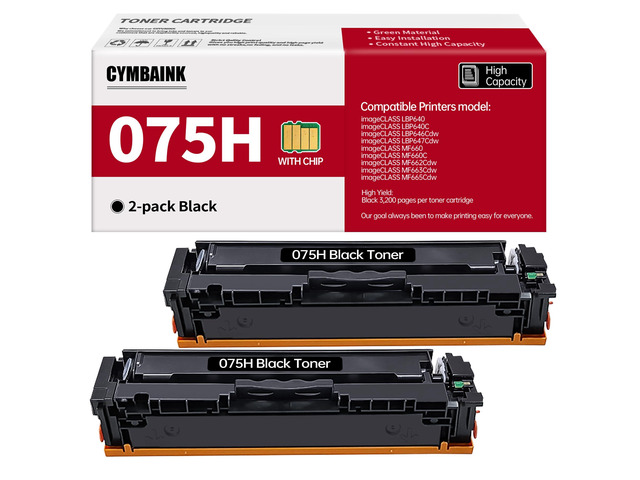 Twin Pack 075H 075 MF660 LBP640 Replacement for Canon 075 075H Toner Cartridge Compatible with Canon Color imageclass MF665Cdw, MF663Cdw, MF662Cdw,...