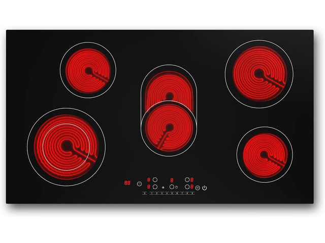 Electric cooktop 36 inch,Electric Stove burner,Built-in and Countertop Stove Top, LED Touch Screen,9 Heating Level, Timer & Kid Safety Lock, Touch...
