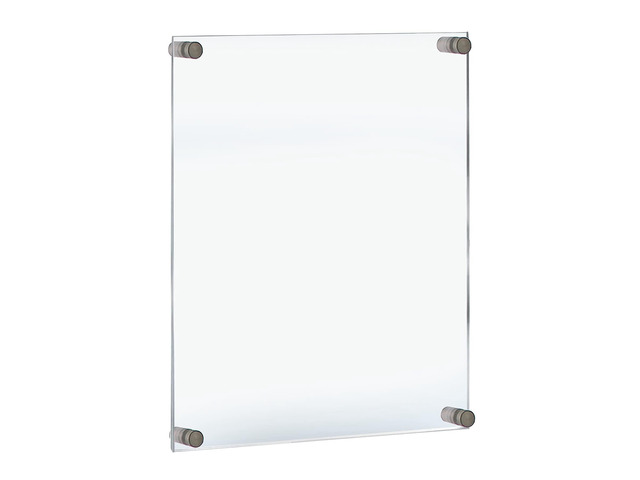 105530 Floating Acrylic Wall Frame with Silver Stand Off Caps: 22' x 28' Graphic Size. Overall Frame Size: 26' x 32', Silver