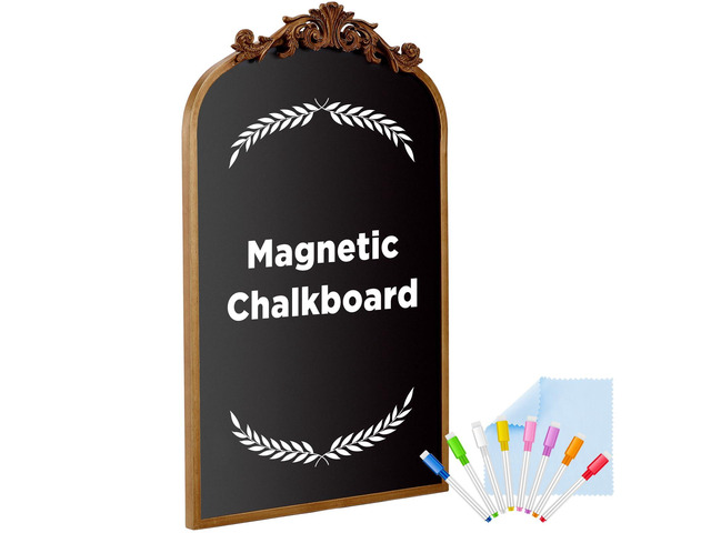 Arch Chalkboard 19 x 31 Inch Magnetic Gold Framed Vintage Chalkboard Wall Wedding Seating Chart Board with 8 Liquid Chalk Markers and Wipe Cloth...