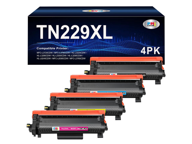 TN229 TN229XL 229XL Toner Cartridges 4 Pack MFC-L3720CDW MFC-L3780CDW Compatible for Brother HL-L3280CDW HL-L3220CDW HL-L3300CDW HL-L3295CDW...