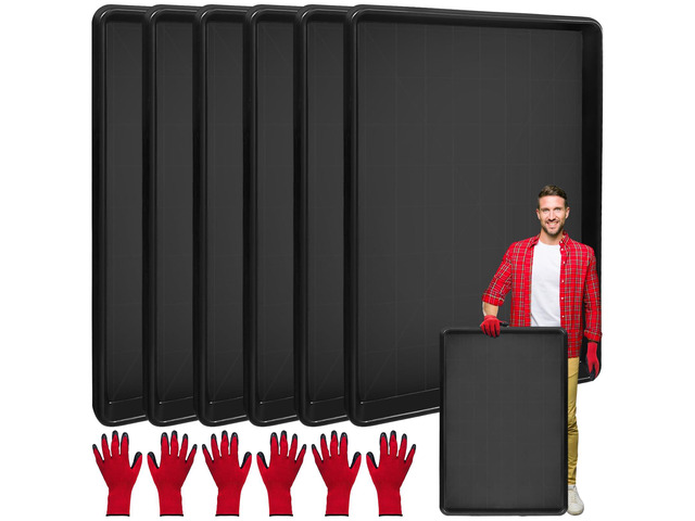6 Pcs Extra Large Auto Oil Drip Pan with 3 Pairs of Gloves- 35.4 x 24 x1.6 Inches Oil Drip Tray for Under Car Plastic Oil Tray,Oil Catch Pan...