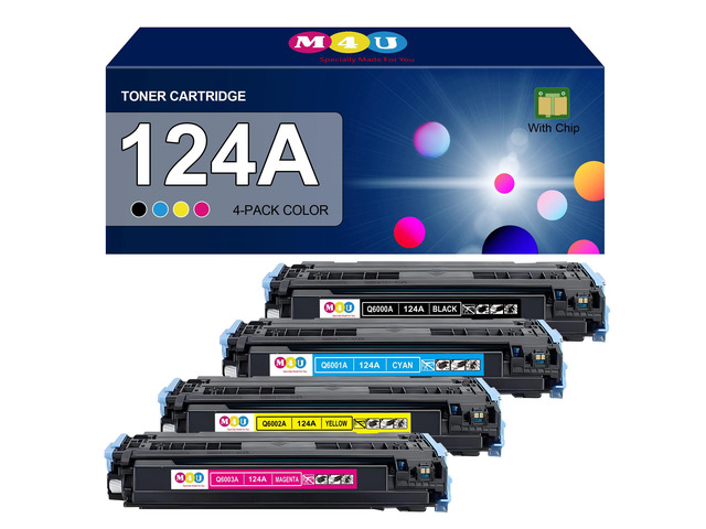 124A Toner Cartridges Remanufactured 4 Pack Compatible for Q6000A Q6001A Q6002A Q6003A, for Color 2600n 1600 2605 1015 1017 Series Printer(Black...
