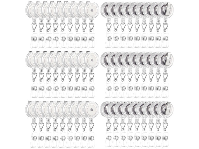 150 Pcs Clear Retractable Badge Reels Round ID Badge Holders Reels Clip with Alligator Swivel Clip for Nurses Volunteer School Office Supplies