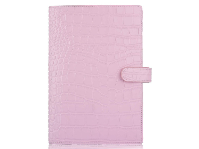 Genuine Leather a5 Planner Cover Personal Organizer, Compatible with Stalogy Hobonichi A5 Size Planner Notebooks (Croco-Pink)