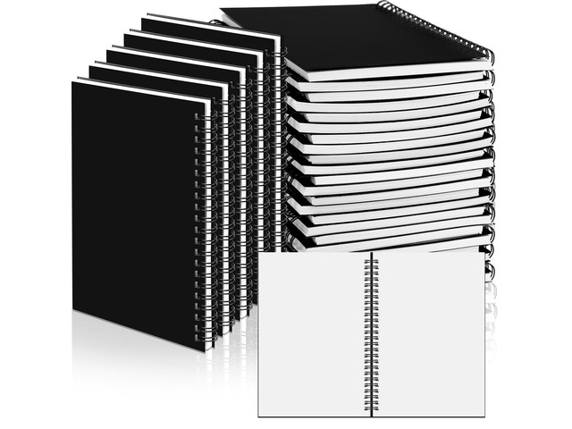 50 Pcs Black Sketch Book Blank Spiral Notebook Unlined Soft Cover Kraft Drawing Book Notepad Bulk for Students Artist School Travel Office Supplies...
