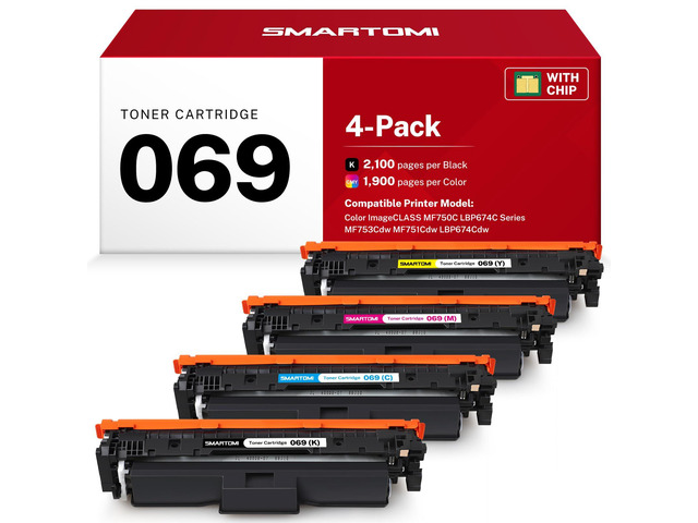 069 Toner Cartridges Set 4 Pack Replacements for Canon 069 MF751Cdw Compatible for Canon Color imageClass MF750C LBP674C Series MF753Cdw MF751Cdw...
