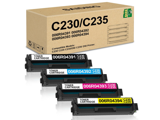 C230 C235 Toner Cartridge 006R04391 006R04392 006R04393 006R04394 C235 Toner with Chip Replacement Xerox C235DNI C230DNI Printer(4 Pack)