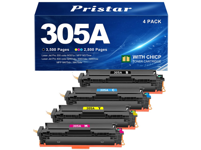 305A Toner Cartridge 4-Piece Combo Pack Compatible for HP 305A 305X Replacement for HP Color Laser Jet Pro 400 Color MFP M451dn M451dw M451nw...