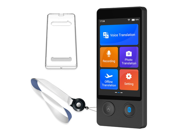 Translator Device W12S Support 144 Languages and Accents 98% High Accuracy Rapid Two Way Translation in 1s with Protective Case and Lanyard W12S Black