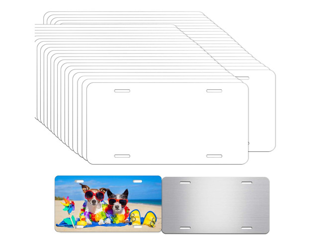 100 Pack Sublimation License Plate Blanks - Bulk Aluminum Metal Car Tags for DIY Heat Transfer Printing Sheet Picture Sublimation Blank 0.025...