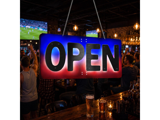 LED Open Sign for Business, Open Sign for Bar Window Decor, 32' x 14.5' Dimmable Red Blue White Halo Backlight Storefront Signs with Remote Control...