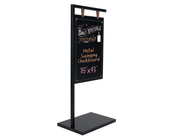 Metal A Frame Sign, Chalkboard Sidewalk Sign - 18x43 In Outdoor Double Sided Magnetic Chalkboard, Swinging Sandwich Board Signs, Includes Chalk &...
