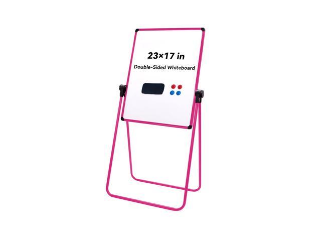 Dry Erase Board with Stand - 23'x17' Double Sided Portable Foldable White Board, Height Adjustable Rotating Stand Magnetic Whiteboard for Home...