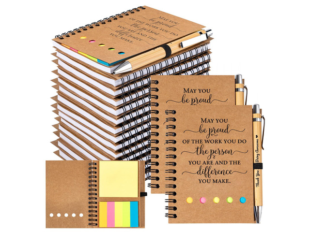 40 Sets Employee Appreciation Gifts Bulk Inspirational Spiral Notebook Journal with Sticky Notes Bamboo Pen Back to School Gifts for Students...