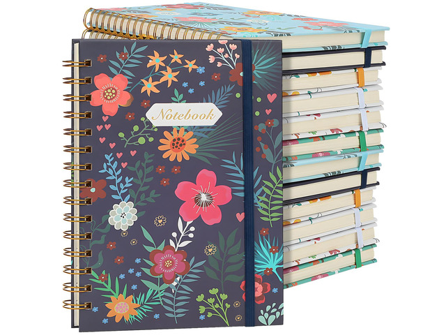 12 Pack A5 Spiral Notebook Journal for Women, College Ruled Composition Notebooks Hardcover Spiral Journal, Cute Blooming Floral, Office School...