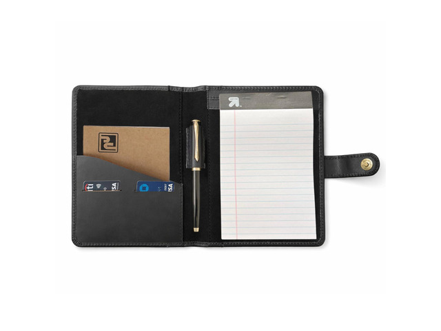 Leather Junior Padfolio 5x8, Small Bifold Business Portfolio Folder for Men & Women, Compact Legal Pad Holder with Pen Loop, Card Holder with...