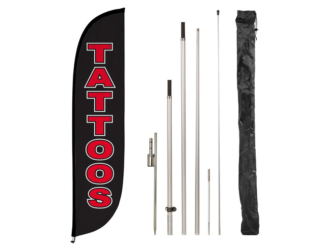Feather Flag Pole Kit - 12 Feet Tall Advertising Flag Banner with Fiberglass Pole Kit and Ground Spike for Business Promotion - Business Flags -...