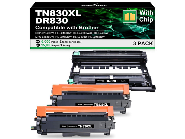 Compatible Toner Cartridges and Drum for Brother TN830XL DR830 with Chip Replacement for Brother TN830XL TN830 DR830 Use with HL-L2460DW...