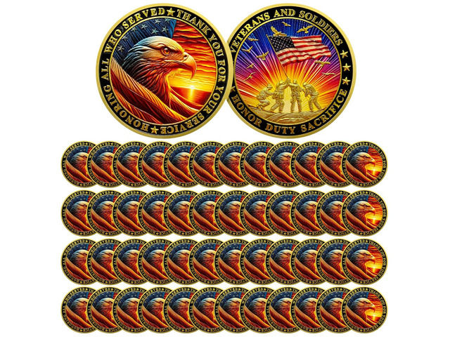 Bulk 50 Pcs Military Challenge Coins - Thank You for Your Service Delicate Veterans Challenge Coin Military Appreciation Gifts for Men Women...