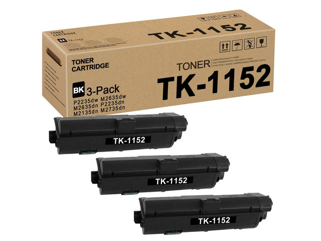 TK1152 TK-1152 1T02RV0US0 Toner Cartridge (Black,3 Pack) Replacement for Kyocera P2235dw M2635dw M2635dn P2235dn M2135dn M2735dn Toner Kit Printer