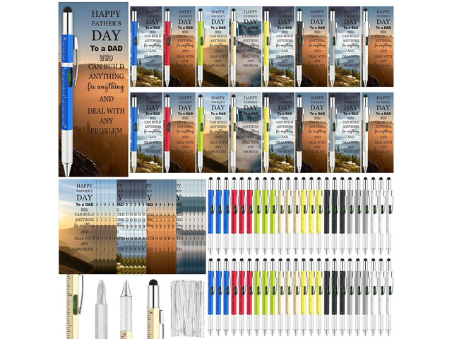 100 Sets 6 in 1 Multi Toolpen Fathers Day Dad Gifts for Men Church Christian Gifts Bulk with Religious Bible Cards, Tools Gadgets Stocking Stuffers...