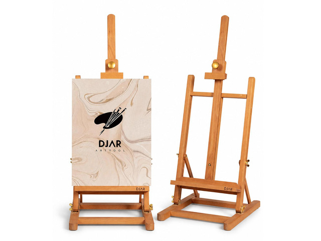 H- Frame Tabletop Painting Easel, Adjustable Solid Beech Wood Desktop Art Easel, Hold Canvas Up to 27.5', Assembly-Free Art Stand for Artist,...