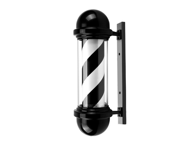 20 Inch Barber Pole,Red Blue and White Barbershop Rotating Light Fixture,Classic Signs for Hair Salon,LED Light Source (Black)