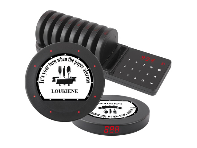 Restaurant Pager System, 10 Coaster Pagers, Wireless Beepers with Vibrate Flash Buzzer, Independent Quick Pairing Slot, for Food Truck Church...