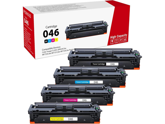 046 Toner Cartridge Set (4-Pack, Black, Cyan, Magenta, Yellow) Compatible 046 High Yield Toner Replacement for 046 Toner Cartridges Color Image...