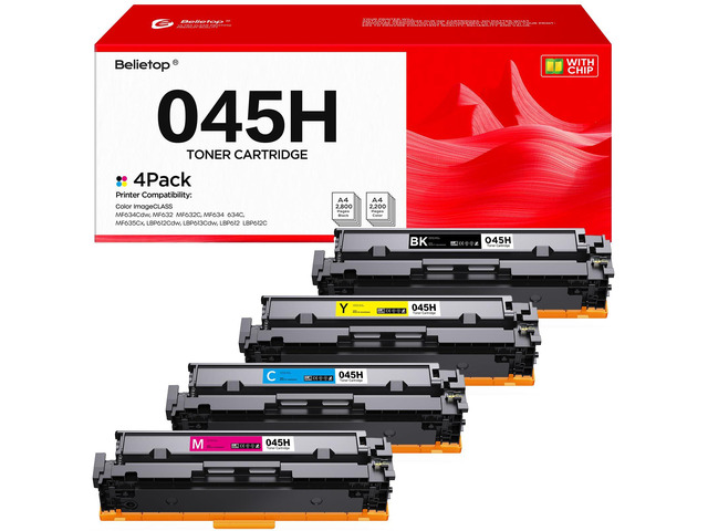 045H Toner Cartridge 4 Pack High Yield Replacement for Canon CRG-045H 045 H Compatible with Canon ImageCLASS MF632Cdw MF634Cdw LBP612Cdw...