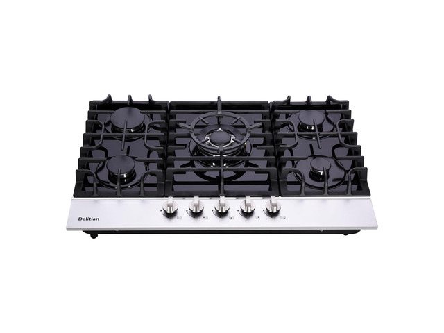30 Inch Gas Cooktop DT5188A Tempered Glass Built-in Gas Stovetop, 5 High Efficiency Burners LPG/NG Convertible Gas Stove Top Dual Fuel Gas Hob