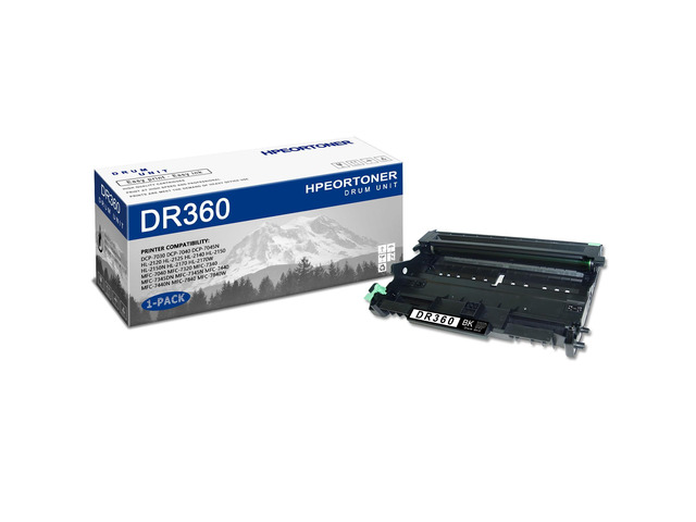 1 PK DR360 Black Drum Unit 15,000 pages High Yield Compatible, DR360, Replacement for Brother DCP-7030 DCP-7040 HL-2120 HL-2125 HL-2140 HL-2150...