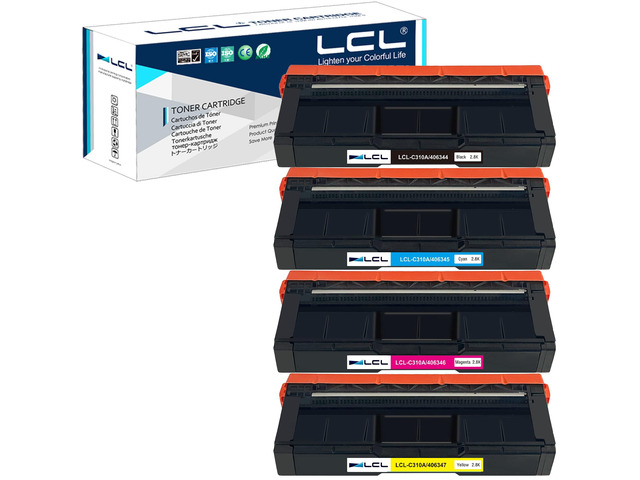 Compatible Toner Cartridge Replacement for Ricoh SP C310A C311N C312DN C312DN C231N 406344 406345 406346 406347 SP C231N SP C231SF (4-Pack Black...