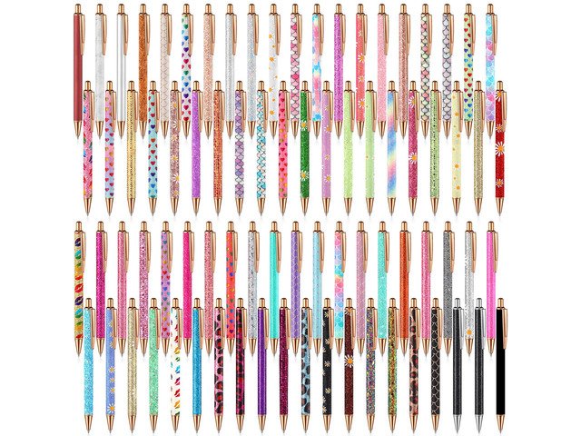 80 Pcs Fancy Metal Glitter Pens for Women, Sparkly Ballpoint Pens, Shiny Journaling Pen, Black Ink Pen Medium Point 1.0 mm for Women Girls Birthday...