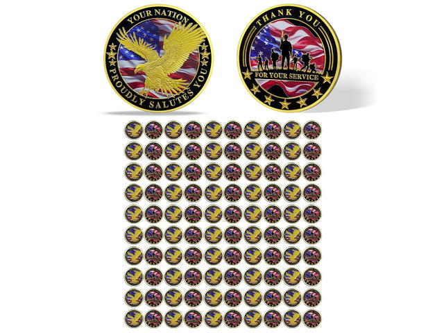 100 Pack Military Challenge Coins, Veteran Thank You Coin Thank You for Your Service, Veterans Day Gifts Bulk, Military Appreciation Tribute,...