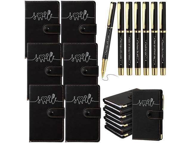 36 Sets Dental Hygienist Appreciation Gifts Bulk Tooth PU Leather Notebook and Motivational Ballpoint Pen Set, Thank You Gifts for Dentist...