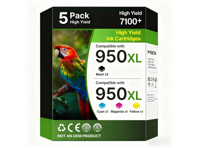 950XL and 951XL Ink Cartridges Combo Pack 5-Pack Replacement for HP 950XL 951XL Ink Cartridges for HP Printers Officejet Pro 8600 8610 8620 8100...