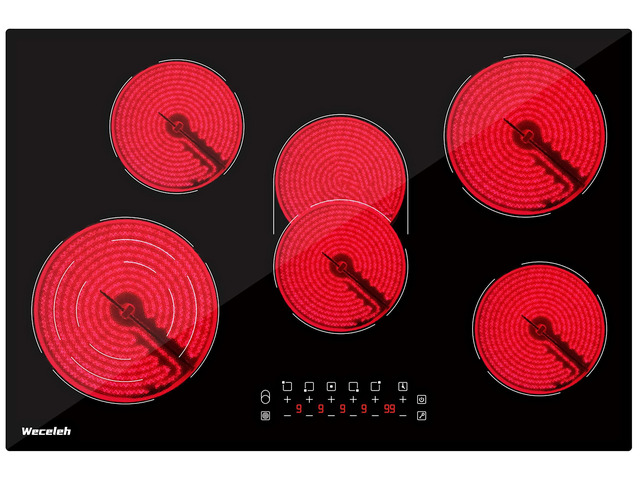 Electric Cooktop 30 Inch 5 Burners, Electric Stove Top 30 Inch, Glass Flat Top Ceramic Cooktop Stove, Built-In, Timer, Child Lock, 9 Power Levels,...