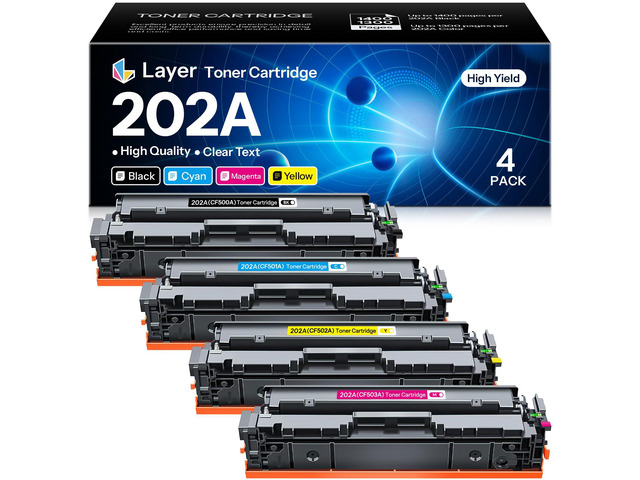 202A Toner Cartridge 4 Pack Compatible Replacement for HP 202A CF500A Color Pro MFP M281cdw M254dw M281fdn M254dn M254nw M281 Printer Toner...