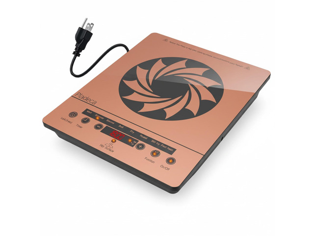 1800W Electric Stove Portable 110V Countertop Burner, Gold Single Burner Electric Cooktop, One Burner Radiant Ceramic Cooktop,Button Control,...