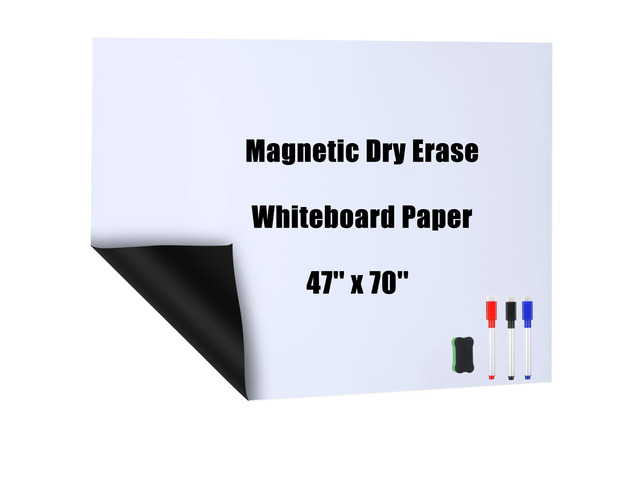 Dry Erase Whiteboard Sticker Wall Decor Self-Adhesive Whiteboard Contact Paper Magnetic White Board Wall Paper Peel and Stick with 3 Markers and...