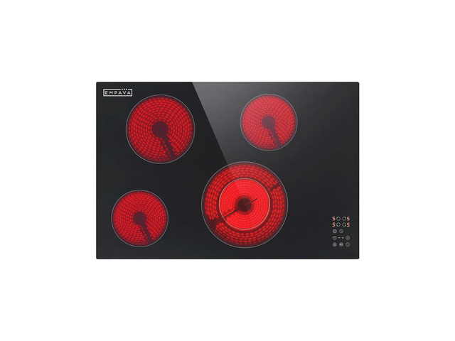 Electric Cooktop, 30 inch 4 Burners, Built in Radiant Stove, Including Dual Zone Element, Ceramic Glass Smooth Surface in Black, ETL Certified, All...