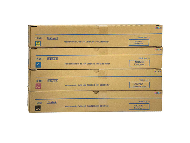 TN324 TN-324 Toner Cartridge A8DA130 A8DA430 A8DA330 A8DA230 High Yield TN324-K TN324-C TN324-Y TN324-M Replacement for Konica Minolta bizhub...