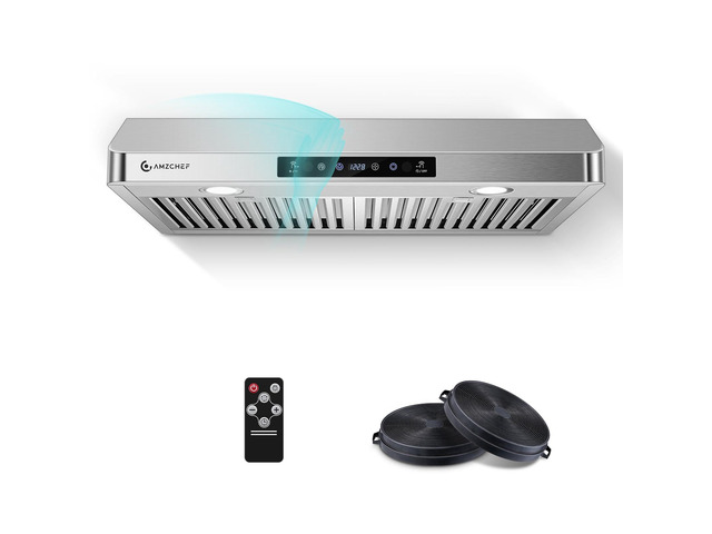 30' Stainless Steel Under Cabinet Range Hood, 1050 CFM Dual-Fan Stainless Steel hood with Touch/Remote/Gesture Control, timer, LED lights &...