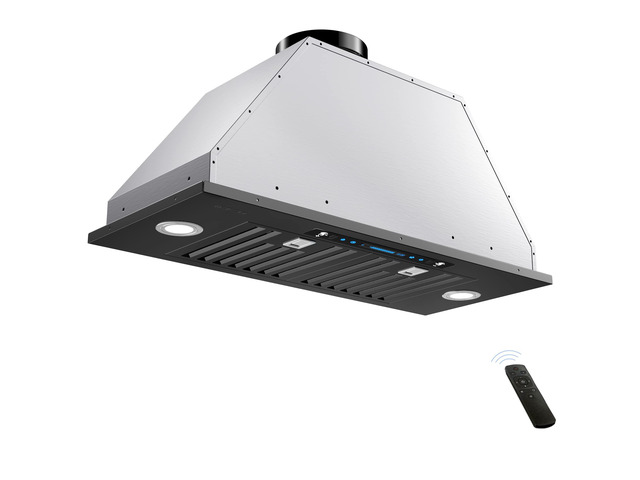 30 inch Black Built-in/Insert Range Hood, 900 CFM Ducted/Ductless Stainless Steel Kitchen Vent Hood with 4 Speed Gesture Sensing & Touch Control...