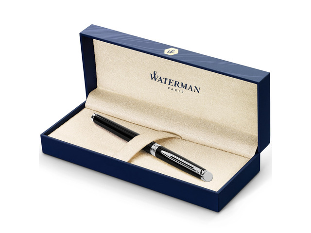 Hémisphère Fountain Pen, Gloss Black with Chrome Trim, Medium Nib with Black Ink Cartridge, Gift Box