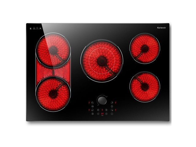 Electric Cooktop 30 Inch, 5 Burner Stove Top Burner 8600W, Magnetic Knob, Built in 30 Inch Electric Cooktop, Expanable Burners & BBQ, Timer,...